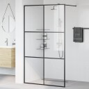 vidaXL Dusjvegg med klart ESG-glass 115x195 cm SVART