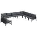  Hagesofa Set 10 pcs Antrasittgrå Stål