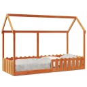   Barneseng med tak voksbrun 80x200 cm heltre furu 850691 850691