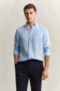 GANT Reg Gmnt Dyed Linen Shirt   Blue   XXL
