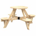  Piknikbord for 4 barn med parasollhull rund heltre gran