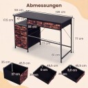 Skrivebord med 5 stoffskuffer – kompakt PC bord brunt