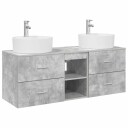 vidaXL Baderomsskapsett 3 stk. Betonggrå 49,5 x 44,5 x 65 cm