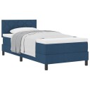  Box Spring Seng med Madrass Blå 90x190 cm Stoff