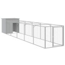 Vidaxl Hundehus Med Tak Lysegrå 110X609X110 cm Galvanisert Stål