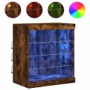 vidaXL Skjenk med LED-lys røkt eik 60,5x37x67 cm