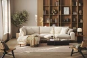 Copenhagen Premium 4 personers Venstrevendt L formet Dyb Chaiselongsofa i Chenille   Lys beige