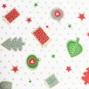 Borg Living Tekstil voksduk med akrylbelegg   30 meter på rull   Med julemotiv   Christmas dots and charms   140 cm bred tekstilduk