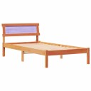  Sengestamme med LED  stripelys med hodegjerde Voksbrun 80 x 200 cm Furu tre