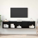  TV benk sett 2 pcs Svart eik 37 x 37 x 142.5 cm Konstruert tre