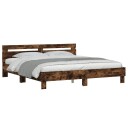 vidaXL Sengeramme med hodegavl røkt eik 200x200 cm konstruert tre 8721012246133