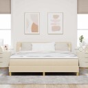  Box Spring Seng med Madrass & LED Krem 180x200 cm Stoff