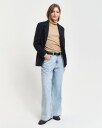 Ribbet langermet turtleneck-topp CARAMEL BEIGE S