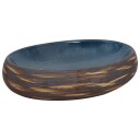 vidaXL Benkeservant brun og blå oval 59x40x15 cm keramikk