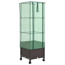 vidaXL Hageplantekasse med drivhusdeksel og hjul Brun 40 x 40 x 145 cm