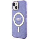 Guess Hardt Deksel til iPhone 14 Plus 6,7" Lilla Glitter Gold med MagSafe