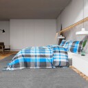 vidaXL Sengesett blå og grå 135x200 cm bomull