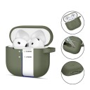 Tech Protect AirPods 4 silikonetui med krok   olivengrønn