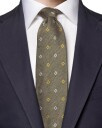 Eton Geometric Silk Linen Tie Slips Mørkegrønn  male