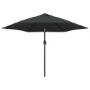 vidaXL Parasoll med LED-lys og stålstang 300 cm antrasitt