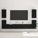  TV benksett Veggmontert 7 pcs Svart eik Konstruert tre