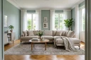 Menard Premium 5 seters høyrevendt L formet dyp sjeselongsofa i stoff   Beige
