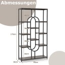5 etasjes geometrisk bokhylle – brun og svart åpen oppbevaring