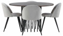 Venture Design Stone round & Velvet spisegruppe Grå/mokka 4 stoler & bord 120 cm