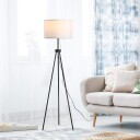 Moderne svart og hvit gulvlampe E27 i stål og polyester