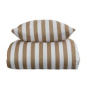 Borg Living Sengetøy - 200x200 cm - Nordic Stripe Sand - Sandfarget og Hvit - 100% bomullsateng