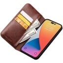 Qialino Classic iPhone 14 Pro Max Lommebok-deksel I Lær Brun