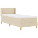  Boxspring seng med madrass kremhvit 80x200 cm stoff