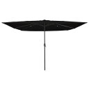  Fyrkantet Hageparasol med LED Lys 295x245 cm Svart