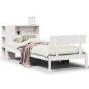  Seng med bokhylle uten madrass hvit 75x190 cm heltre furu 3321785