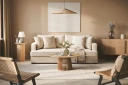 Rossita 3 seters Dyp Sofa med Hel Pute i Chenille   Beige