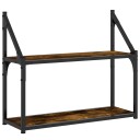  Vegghylle 2 etasjer røkt eik 60x21x51 cm konstruert tre 8721012126220