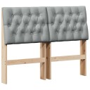  Polstret sengegavl Lysegrå 120 cm Massiv furu