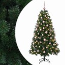 vidaXL Kunstig juletre med julekuler 180 cm 300 LED-lys Varmhvit