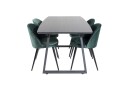 Venture Home Inca Spisegruppe Forlengningsbar 160 cm Rektangulær med 4 Velvet Stoler Sort