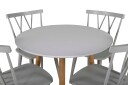 Venture Design Polar & Mariette spisegruppe Hvit/grå 4 st stoler & bord 90 cm