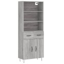  Highboard grå sonoma 69,5x34x180 cm konstruert tre