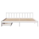  Sengeramme med madrass hvit 200x200 cm heltre furu