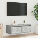  TV-benk med LED-lys betonggrå 75x35,5x25 cm 8721158663450