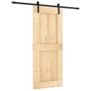 vidaXL Skyvedør Naturlig og svart 85 x 210 cm Massiv Furu Tre
