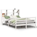  Seng med bokhylle uten madrass hvit 140x200 cm heltre furu 8721158606877