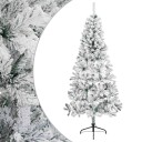 vidaXL Kunstig juletre 210 cm PVC og stål Grønn og hvit