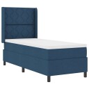  Box Spring Seng med Madrass & Blå LED 90x190 cm Stoff