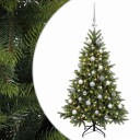 vidaXL Kunstig juletre med julekuler 150 cm 150 LED-lys Varmhvit