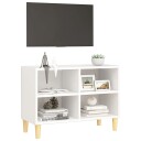vidaXL TV-benk med ben i heltre hvit 69,5x30x50 cm