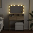  Sminkebord med LED sonoma eik 80x41x134,5 cm